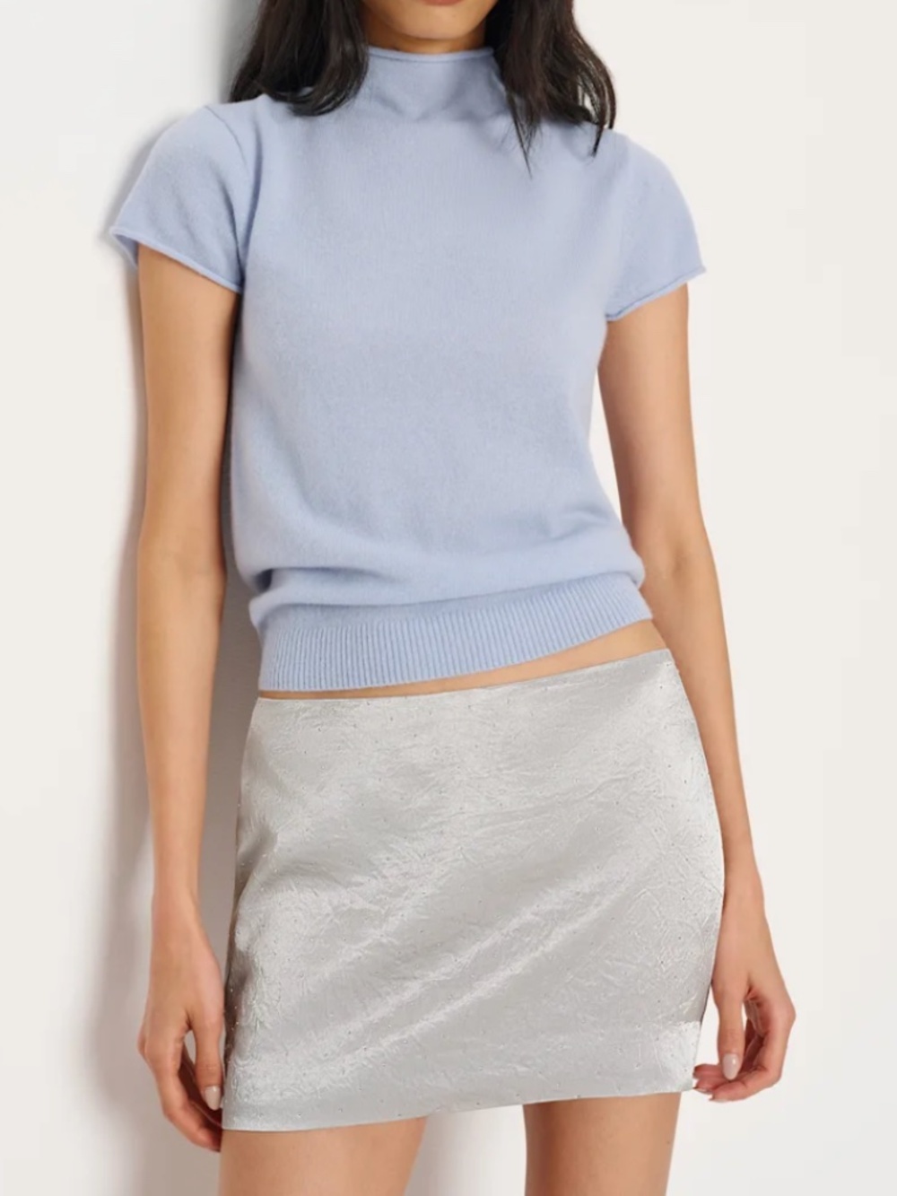 Reformation Carla Low Waist Skirt Silver - Size 0